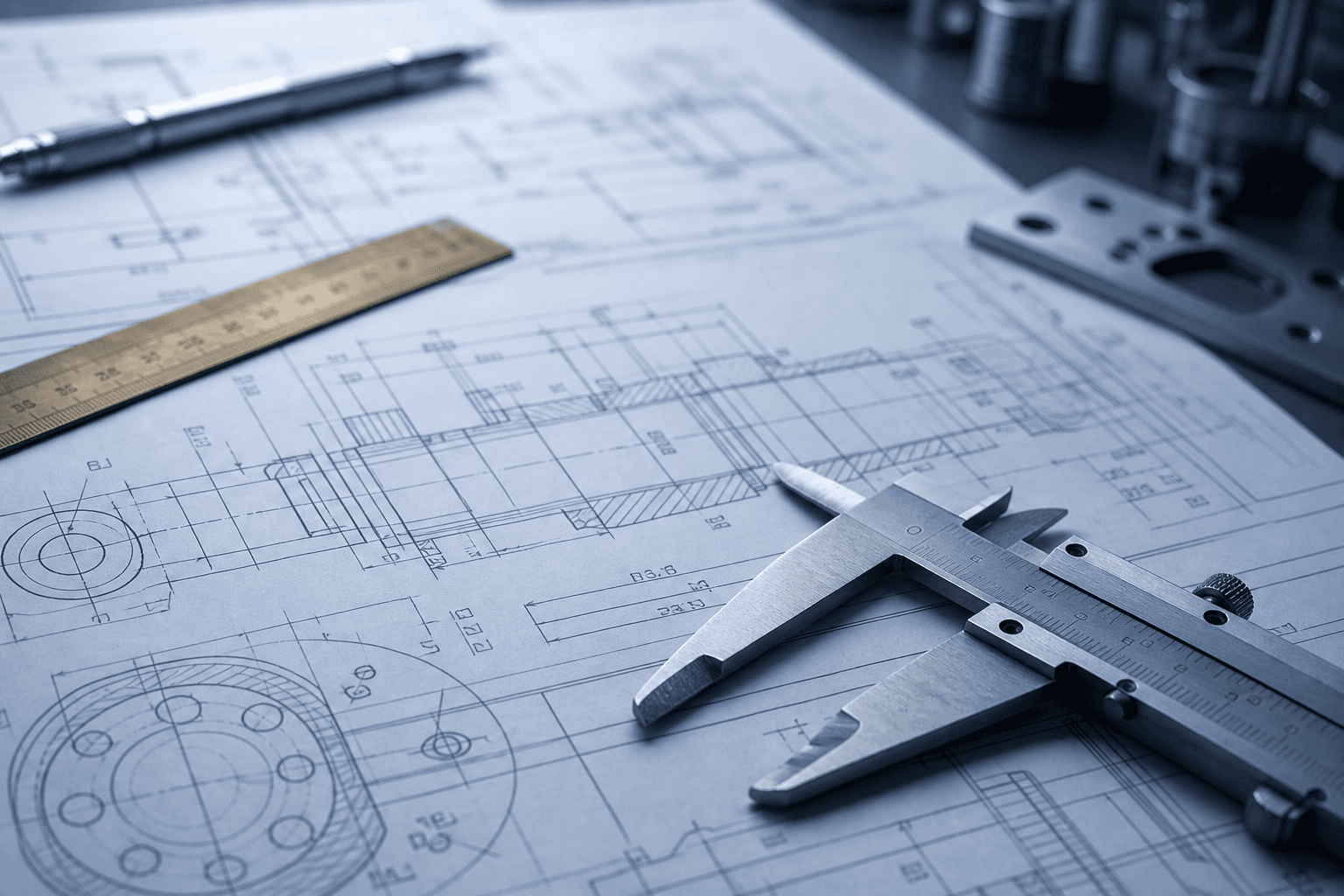 Calipers and engineering drawings for structured technical thinking