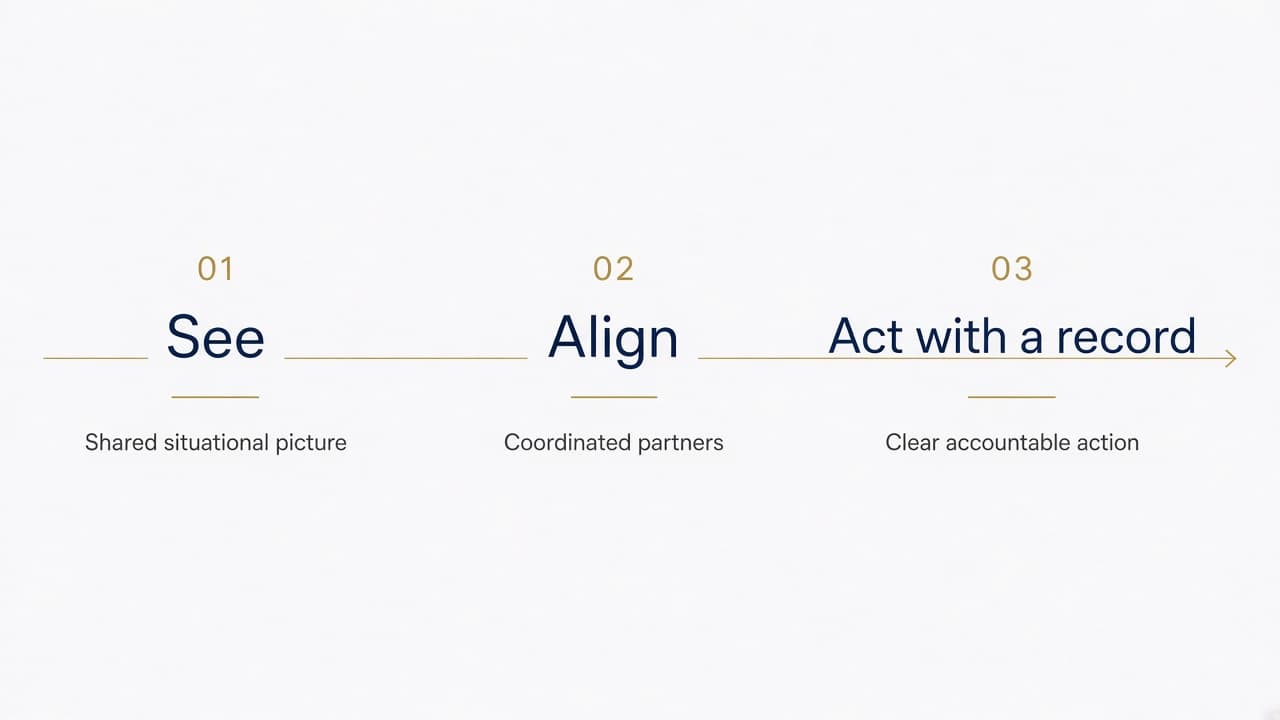 iWARI coordination model: See, Align, and Act with a record